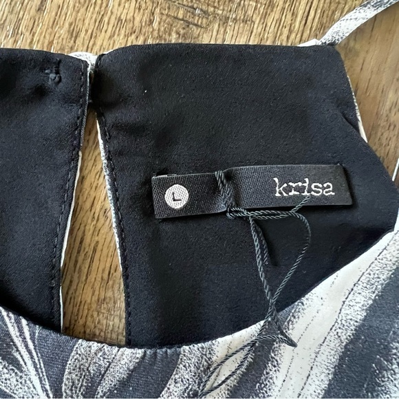 NWT Revolve Krisa Mini Slip Dress Black White Keyhole Size Large - Picture 12 of 13